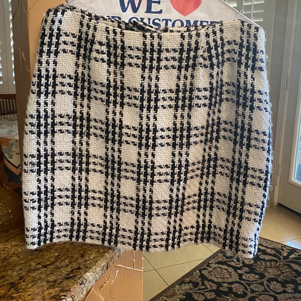 Boston Proper Black and White Checkered Mini Skirt Size 4